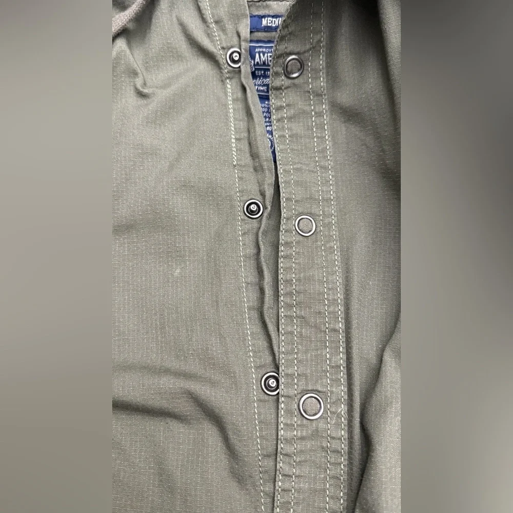 American Rag Olive Green Hooded Button Up Shirt Jacket Size M Cotton